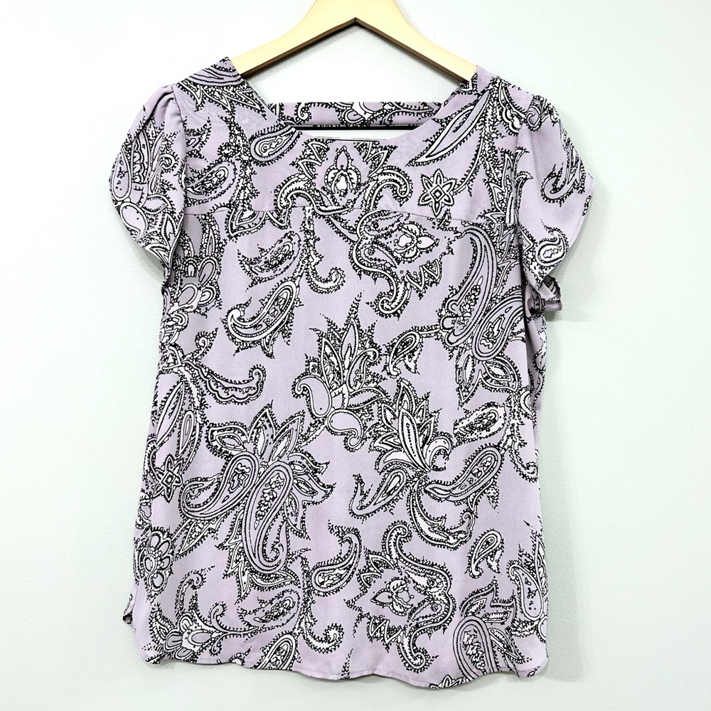 Loft Gray Paisely Blouse Size M